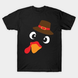 Funny Cute Happy Merry Thanksgiving turkey face T-Shirt